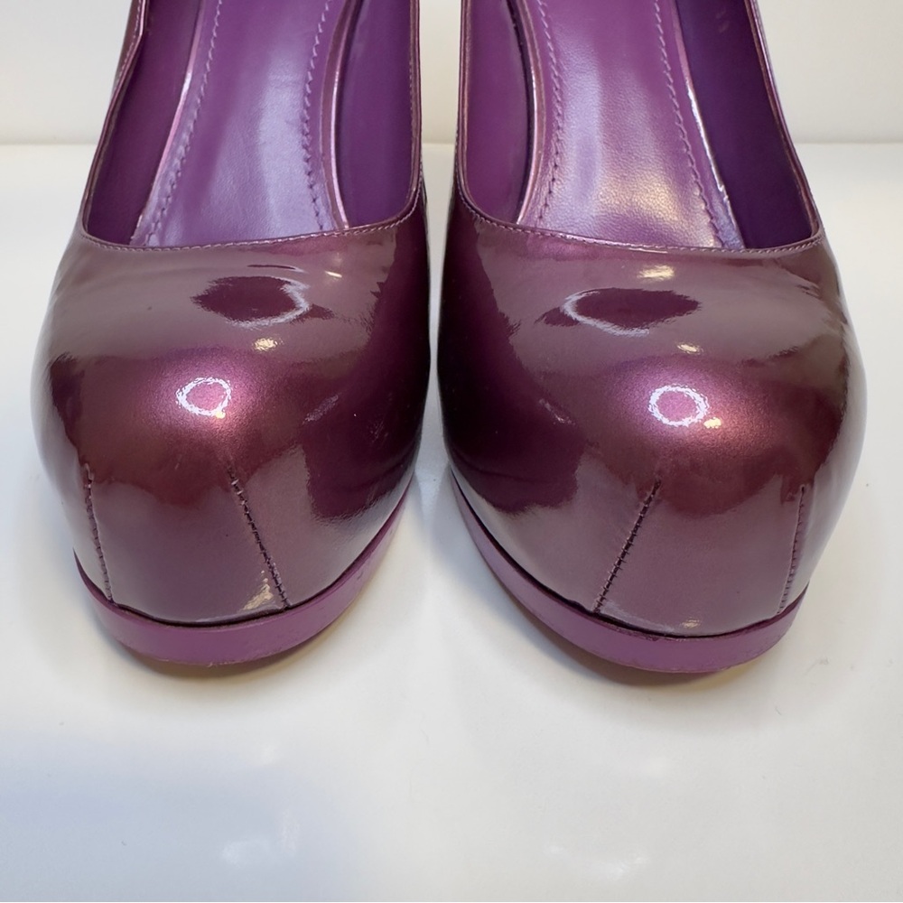 Like new! Made in Italy YSL Purple Tribtoo Patent Leather Platform Heel Pumps 9 - Picture 8 of 14